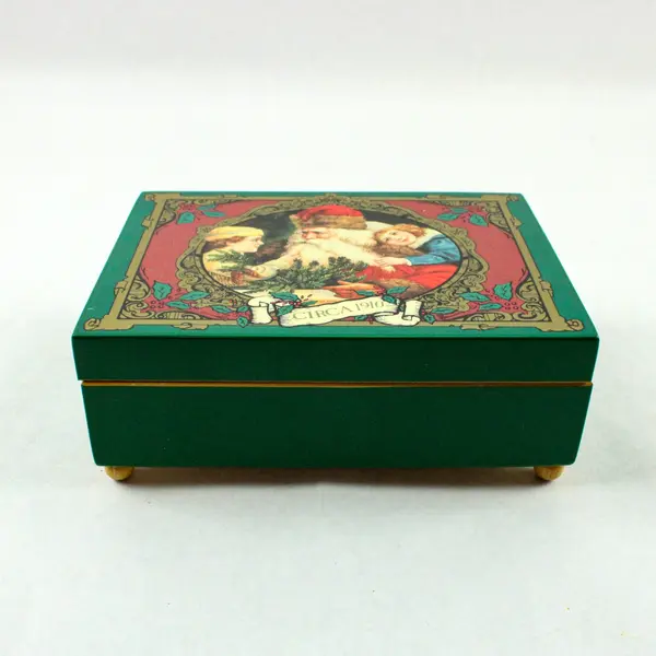 Enesco Carol of the Bells Wooden Music Box Jewelry Box Santa Children