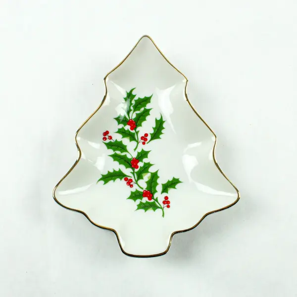 The Market Place Celebrate Christmas Porcelain Candy Dish Set 2 Holly Style 4716