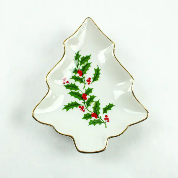 The Market Place Celebrate Christmas Porcelain Candy Dish Set 2 Holly Style 4716
