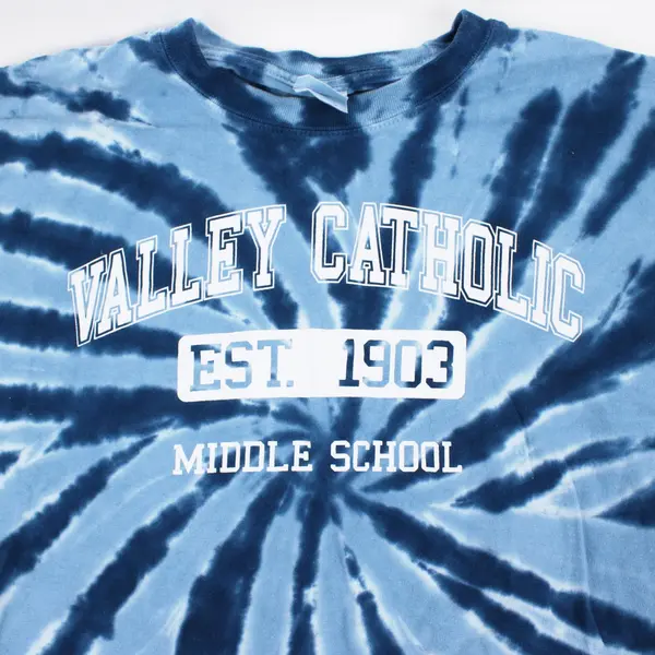 Port & Company Valley Catholic Middle School Blue Tie-Dye T-Shirt Adult M