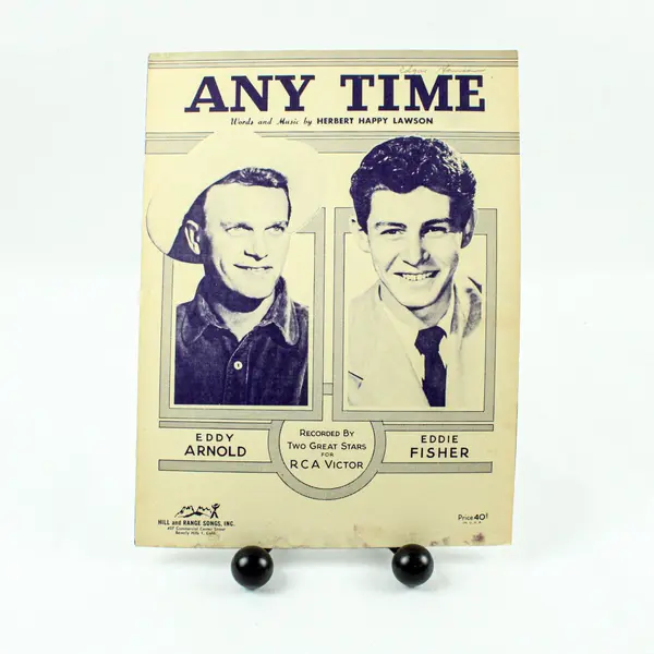 Any Time Sheet Music Herbert Happy Lawson Eddy Arnold Eddie Fisher RCA Victor