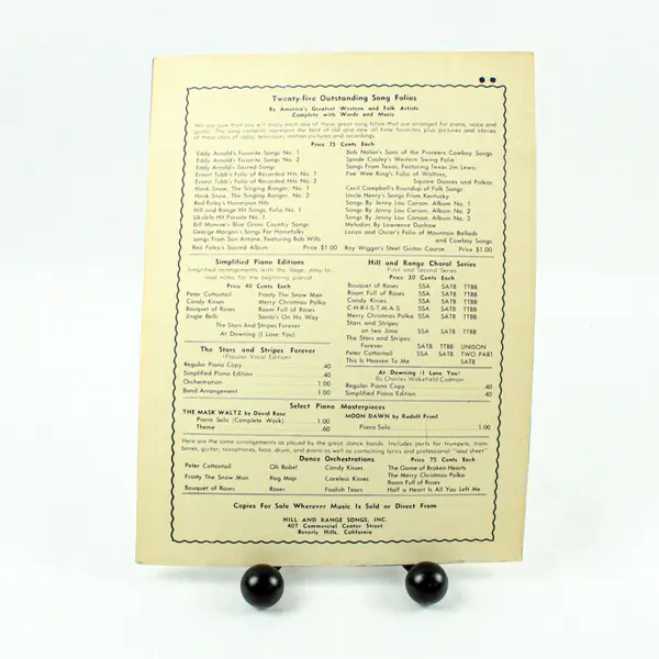 Any Time Sheet Music Herbert Happy Lawson Eddy Arnold Eddie Fisher RCA Victor