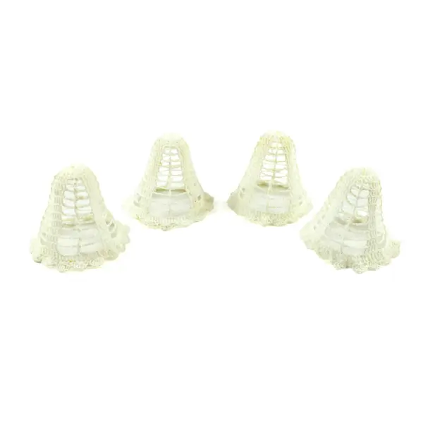 Set of 4 White Crocheted Lace Bell Christmas Ornaments