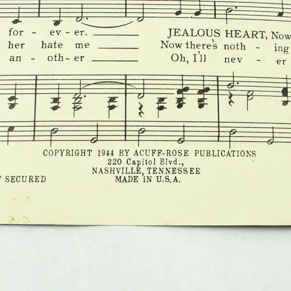 Jealous Heart Sheet Music Jenny Lou Carson Al Morgan Piano Vocal Acuff-Rose