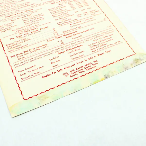 Auf Wiederseh'n, Sweetheart Vintage Sheet Music Red Cover 