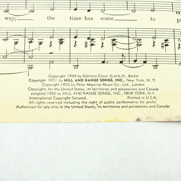 Auf Wiederseh'n, Sweetheart Vintage Sheet Music Red Cover 