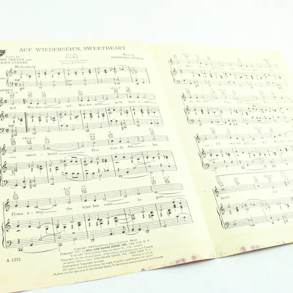 Auf Wiederseh'n, Sweetheart Vintage Sheet Music Red Cover 