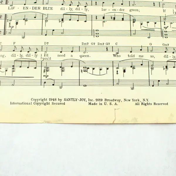 Vintage Walt Disney So Dear to My Heart Sheet Music Lavender Blue
