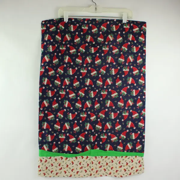 Handmade Christmas Sparkly Santa Hat Pattern Queen Pillowcase Holiday Bedding