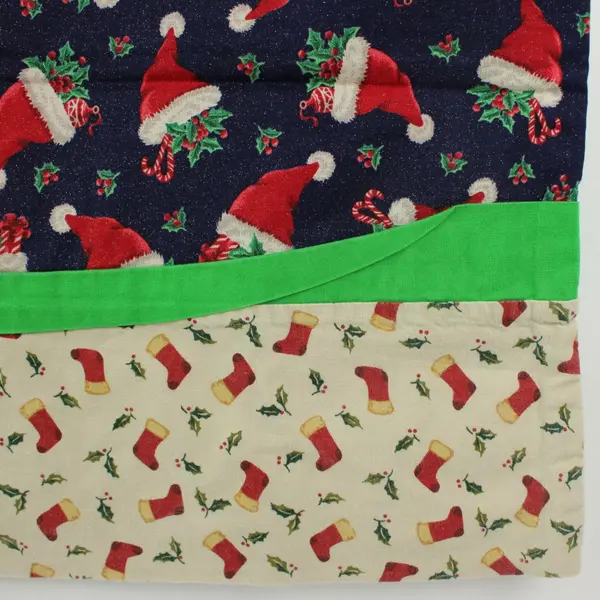Handmade Christmas Sparkly Santa Hat Pattern Queen Pillowcase Holiday Bedding