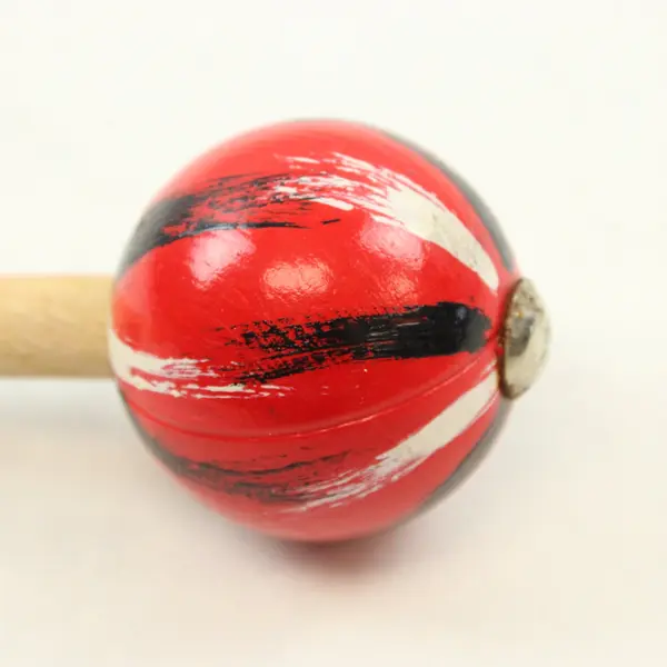 Pair Trinidad & Tobago Souvenir Maracas Red Shakers Wood Handles