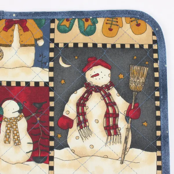 Set of 4 Christmas Snowman Quilted Placemats 12.5 x 18 Inch