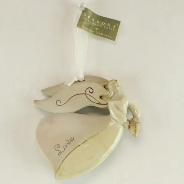 Seasons of Cannon Falls Peace Angel Heart Ornament 4 x 3.5 in