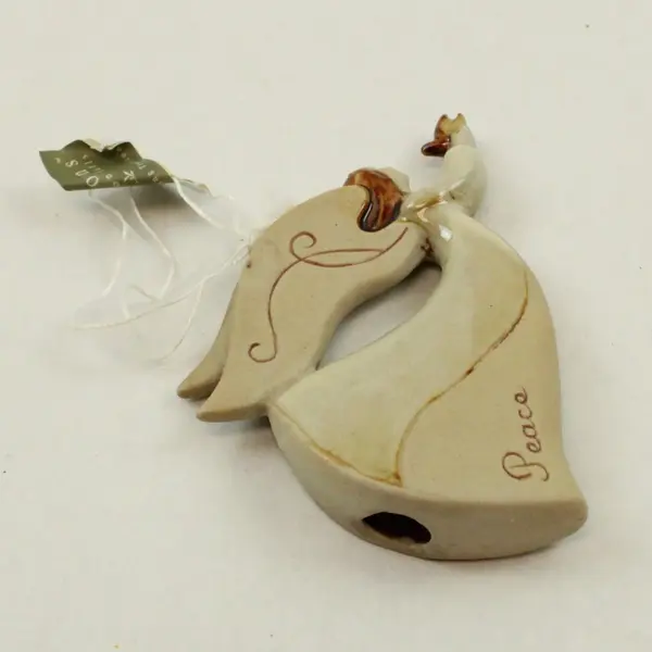 Seasons of Cannon Falls Peace Angel Stoneware Christmas Ornament