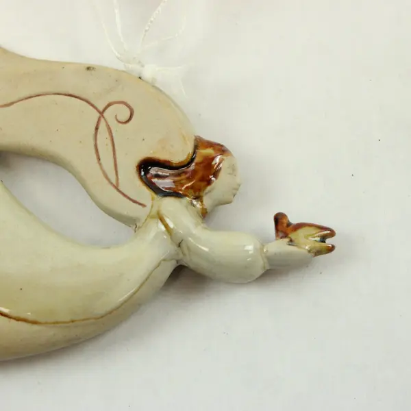 Seasons of Cannon Falls Peace Angel Stoneware Christmas Ornament