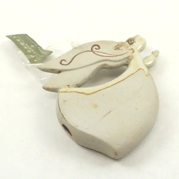 Seasons of Cannon Falls Glazed Ceramic Angel Christmas Ornament Joy Earth Tone 