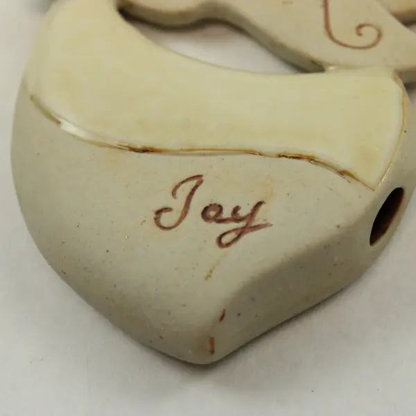 Seasons of Cannon Falls Glazed Ceramic Angel Christmas Ornament Joy Earth Tone 