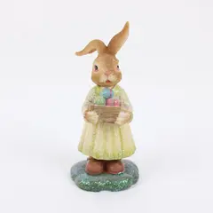 Glitter Easter Bunny Figurine Holding Egg Basket 6in