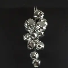 Silver Metallic Jingle Bell Wreath Cluster Christmas Decor 15in