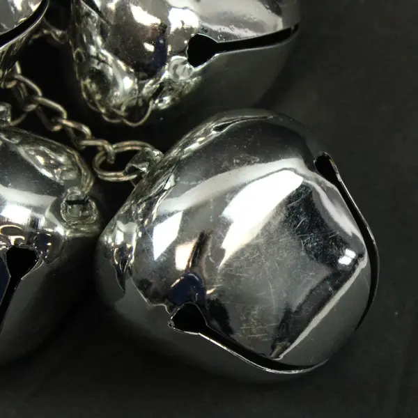 Silver Metallic Jingle Bell Wreath Cluster Christmas Decor 15in