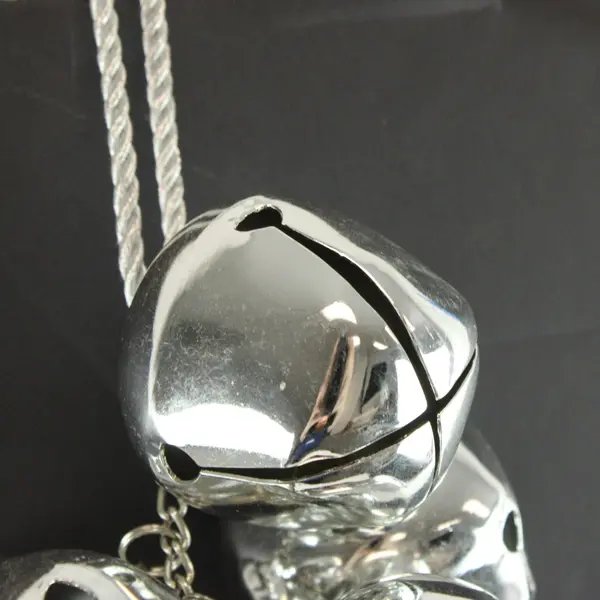 Silver Metallic Jingle Bell Wreath Cluster Christmas Decor 15in