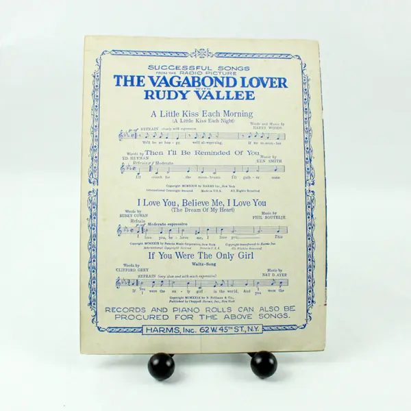A Little Kiss Each Morning Sheet Music Rudy Vallée From The Vagabond Lover