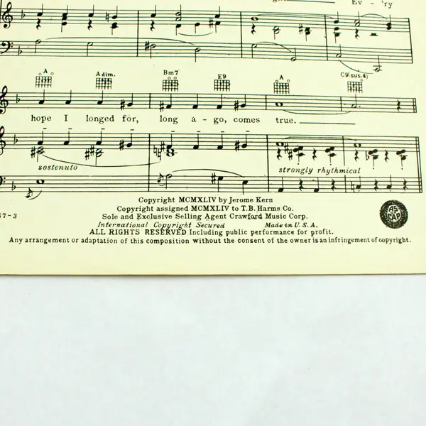 Long Ago & Far Away Sheet Music Rita Hayworth Gene Kelly Cover Girl