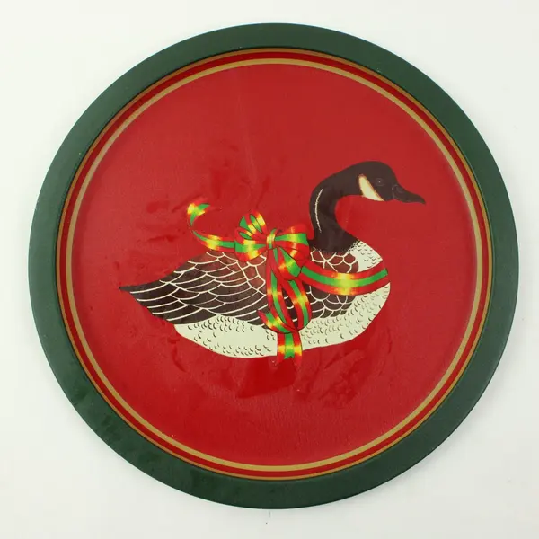 Wang's 1988 Canada Goose Christmas Tin Tray 12 Inch Holiday Decor