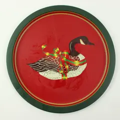 Wang's 1988 Canada Goose Christmas Tin Tray 12 Inch Holiday Decor