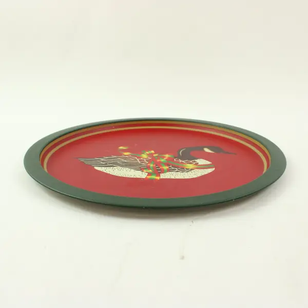 Wang's 1988 Canada Goose Christmas Tin Tray 12 Inch Holiday Decor