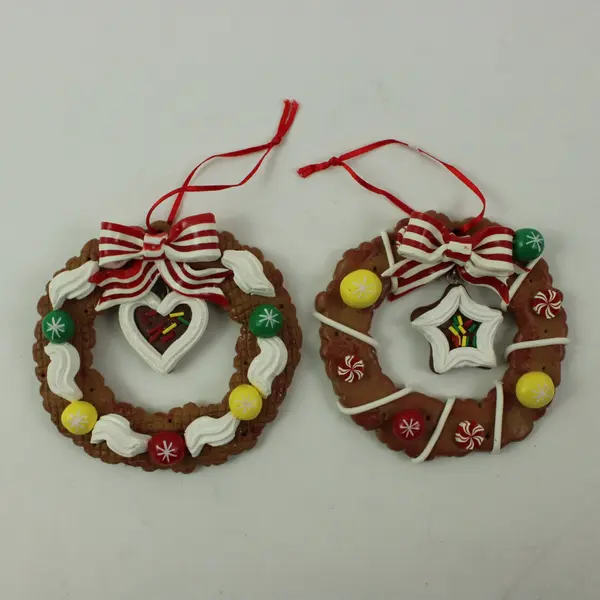 Pair of Gingerbread Cookie Christmas Tree Hanging Ornaments, Holiday Decor