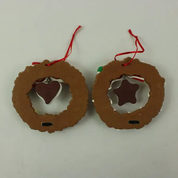 Pair of Gingerbread Cookie Christmas Tree Hanging Ornaments, Holiday Decor