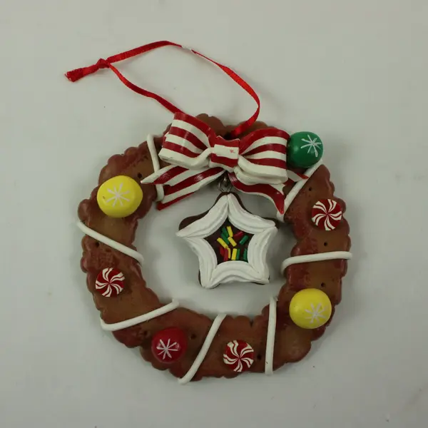 Pair of Gingerbread Cookie Christmas Tree Hanging Ornaments, Holiday Decor