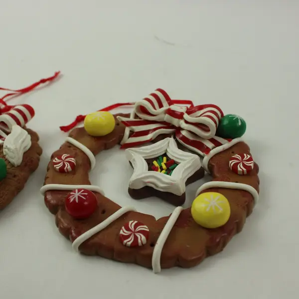 Pair of Gingerbread Cookie Christmas Tree Hanging Ornaments, Holiday Decor