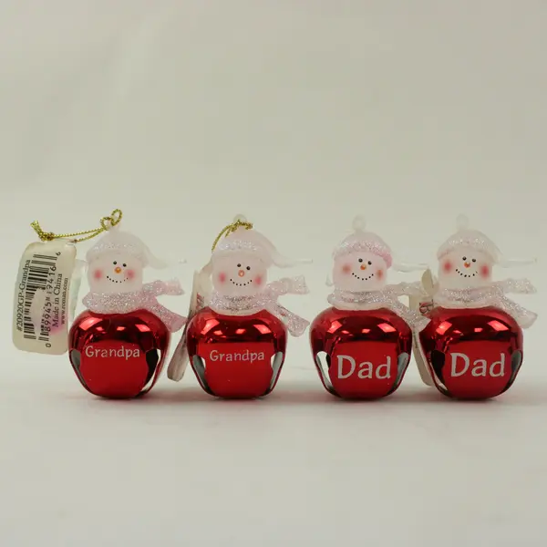 Lot of 4 Roman Jingle Buddies Snowman Ornaments 2 Dad 2 Grandpa