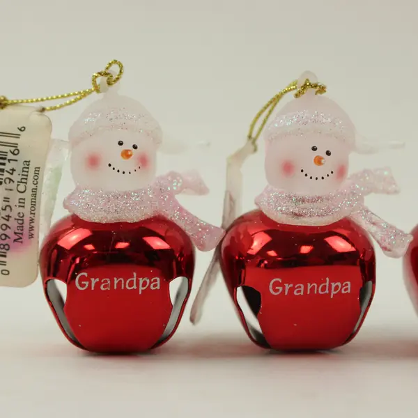 Lot of 4 Roman Jingle Buddies Snowman Ornaments 2 Dad 2 Grandpa