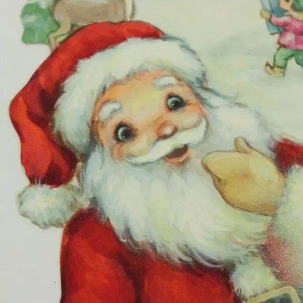 Vtg Hallmark Santa Bambi Elf Die-Cut Christmas Wall Decoration 11x8 in