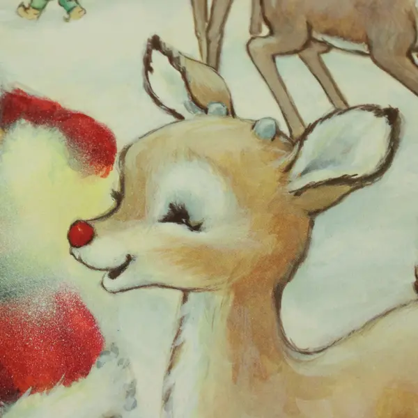 Vtg Hallmark Santa Bambi Elf Die-Cut Christmas Wall Decoration 11x8 in