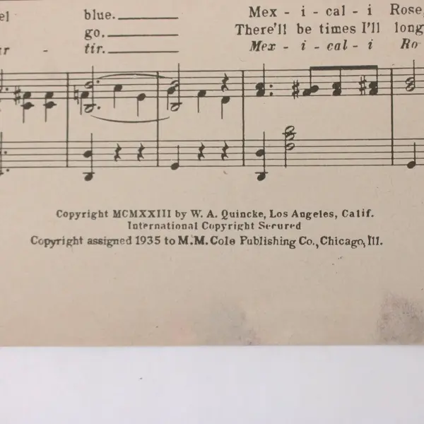 1935 Mexicali Rose Sheet Music Helen Stone Jack B. Tenney Guy Lombardo M.M. Cole