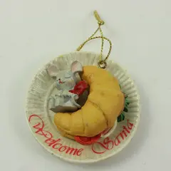 Enesco 1991 Mouse Welcome Santa Plate Hanging Christmas Ornament 2.8 Inch