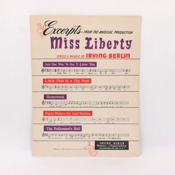 Miss Liberty Sheet Music Irving Berlin Musical Comedy Vintage