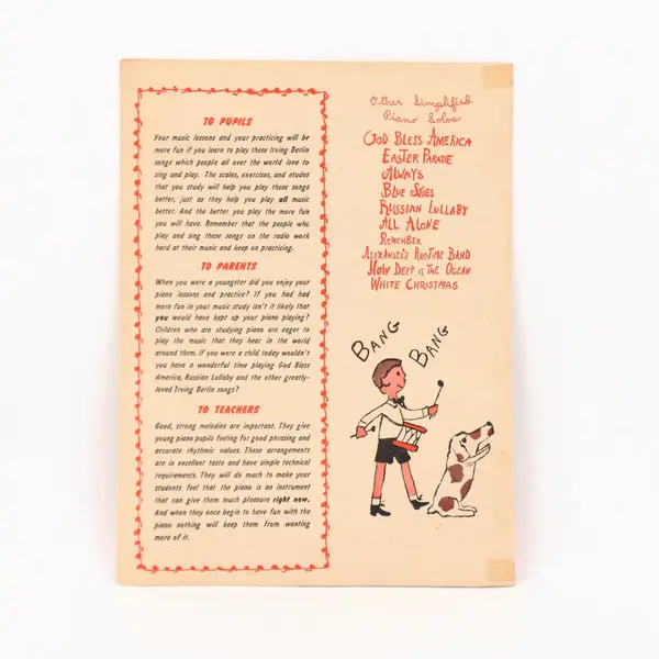 Irving Berlin A Pretty Girl Is Like a Melody Children's Piano Sheet Music