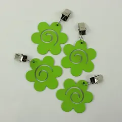 Lot of 4 Lime Green Daisy Flower Shape Tablecloth Weights, 1990s