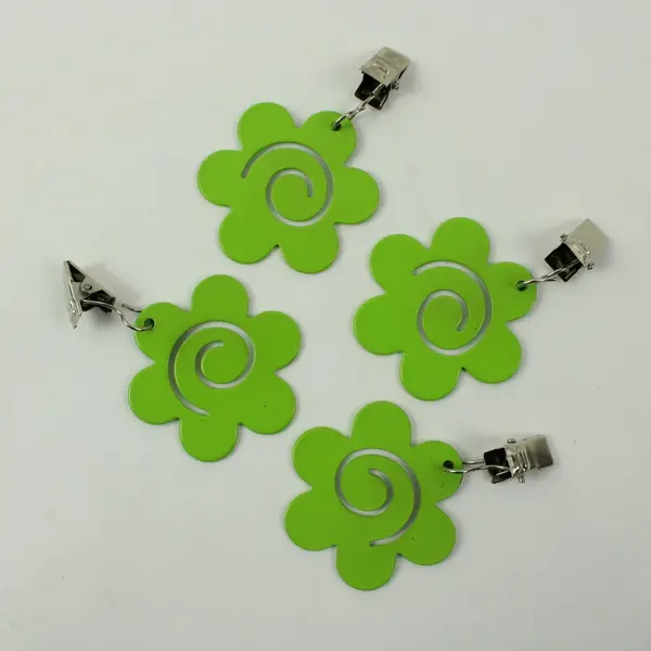 Lot of 4 Lime Green Daisy Flower Shape Tablecloth Weights, 1990s