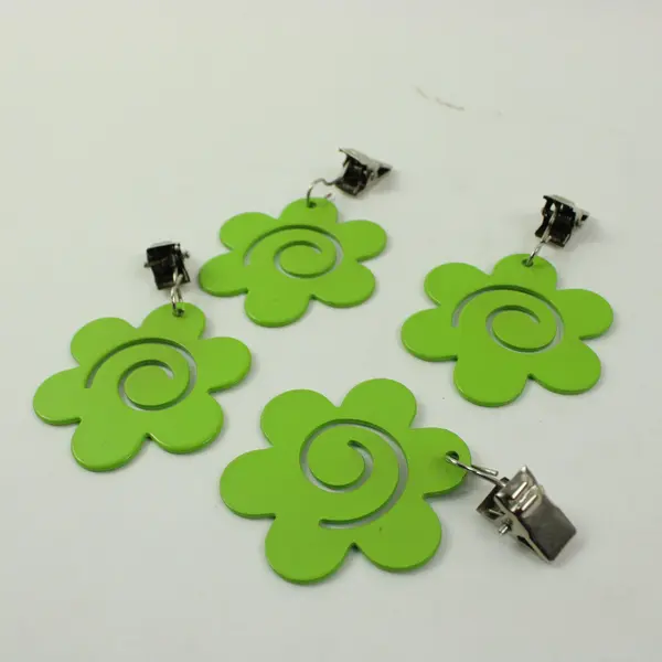Lot of 4 Lime Green Daisy Flower Shape Tablecloth Weights, 1990s