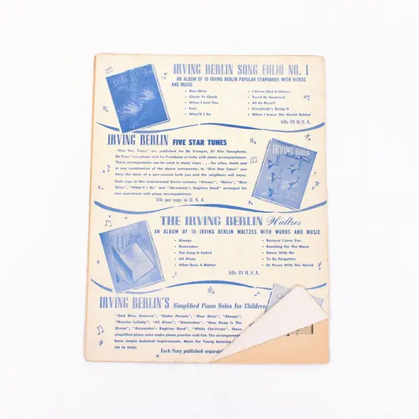 Irving Berlin Waltzes Sheet Music Piano Color Illustrated Cover