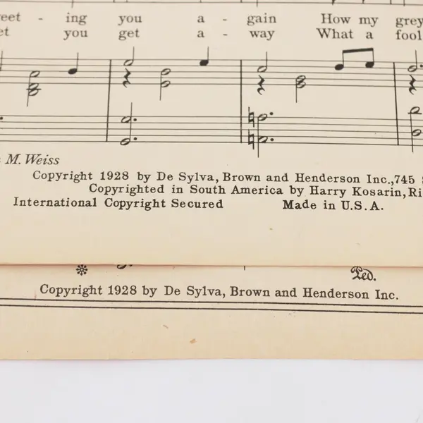 Vintage For Old Times' Sake Sheet Music De Silva Brown-Henderson
