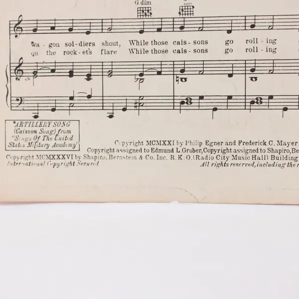 The Caissons Go Rolling Along Ten Gentlemen From West Point Sheet Music