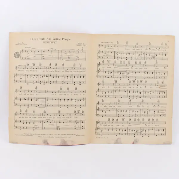 Dear Hearts And Gentle People Sheet Music Edwin H. Morris & Co. Portrait Cover
