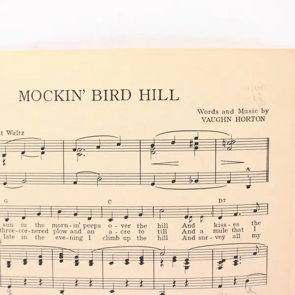 Mockin' Bird Hill Tra-La-La Sheet Music Vaughn Horton Southern Music